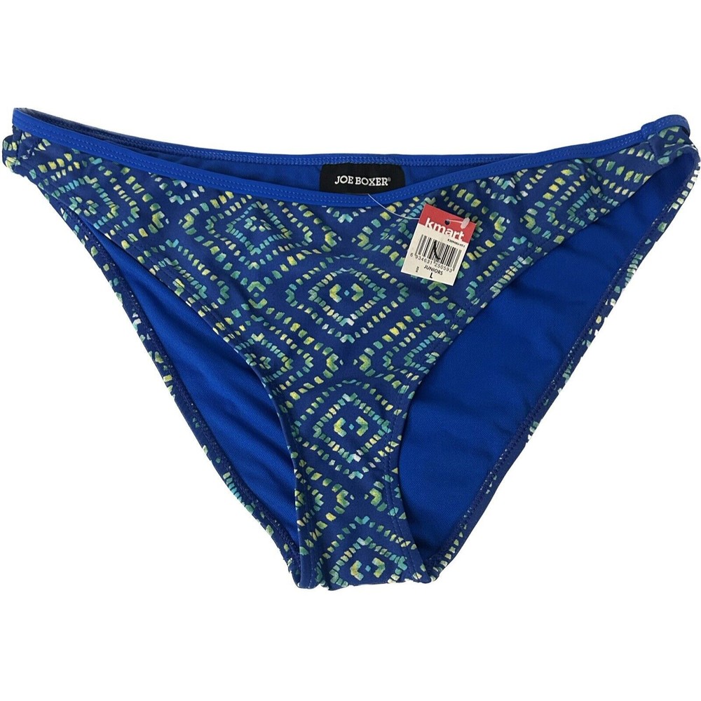 Joe Boxer Swim Bikini Bottom Womens Juniors Size L Blue Green Multi NWT